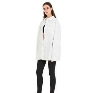 Herve by Herve Leger Cotton Twill White Oversized Shacket Jacket L